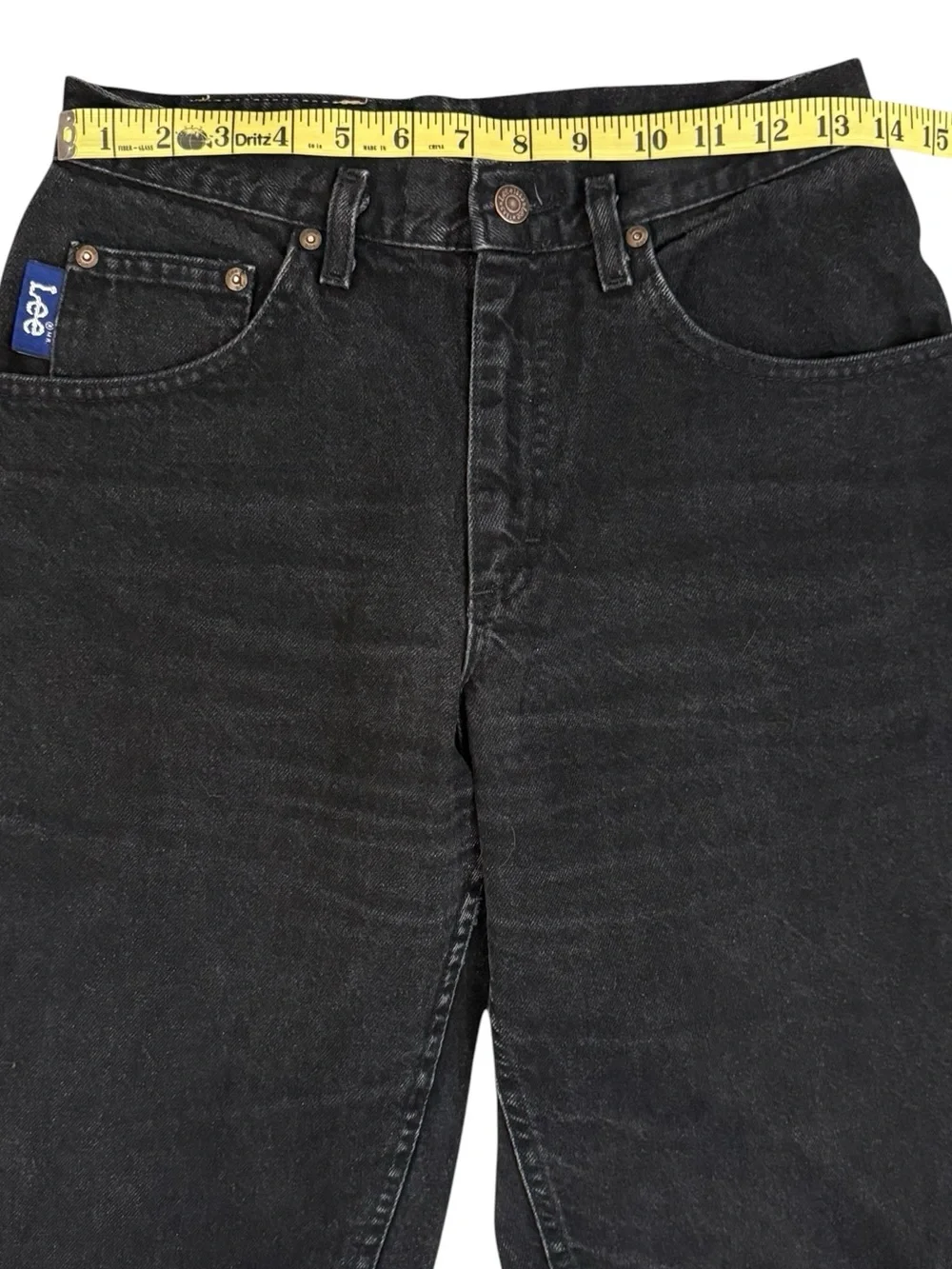 VTG 90s Lee Black Jeans Tapered High Rise USA 30x32 Faded Mens Denim Fits 27x30